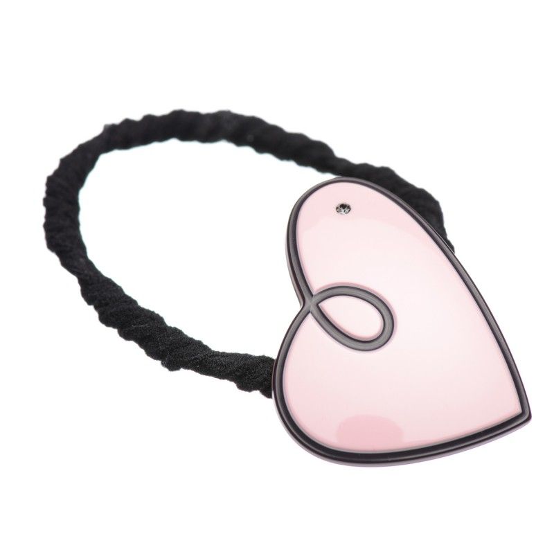 Small size heart shape hair elastic with decoration in pink and dark violet Kosmart - 1