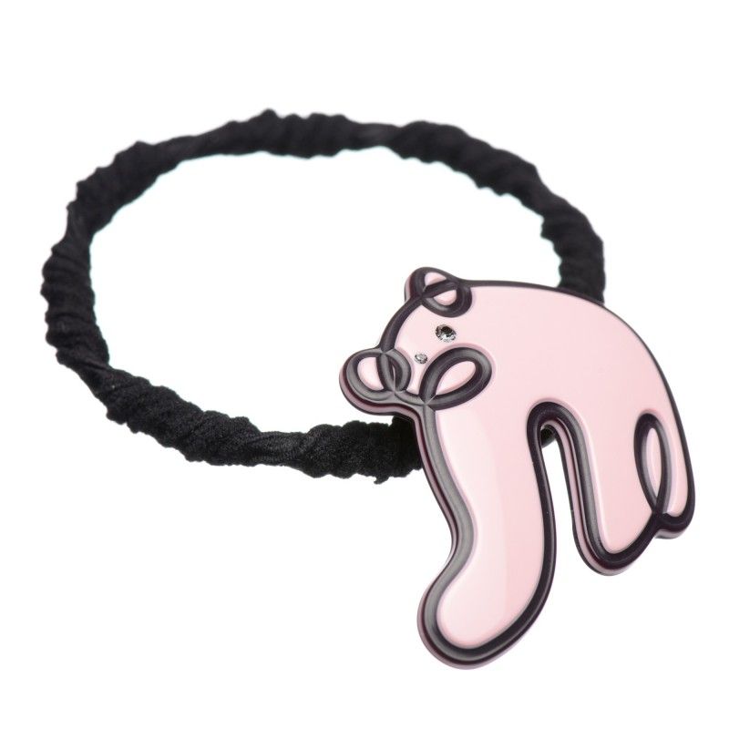 Medium size animal shape hair elastic with decoration in pink and dark violet Kosmart - 1
