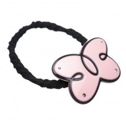 Medium size butterfly shape hair elastic with decoration in pink and dark violet Kosmart - 1