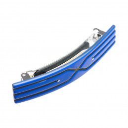 Medium size rectangular shape Hair barrette in Fluo electric blue and gold Kosmart - 2