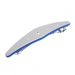 Medium size special ornament Hair barrette in Light grey and fluo electric blue Kosmart - 1