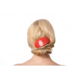 Extra large size oval shape Hair barrette in Marlboro red and black Kosmart - 4