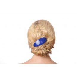 Very large size oval shape Hair barrette in Blue and white Kosmart - 3
