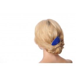 Very large size oval shape Hair barrette in Blue and white Kosmart - 4