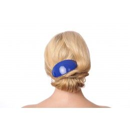 Extra large size oval shape Hair barrette in Blue and white Kosmart - 4