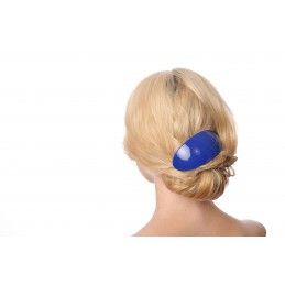 Extra large size oval shape Hair barrette in Blue and white Kosmart - 5