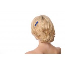Small size bow shape Hair clip in Blue and white Kosmart - 4