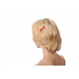 Small size bow shape Hair clip in Marlboro red and black Kosmart - 3