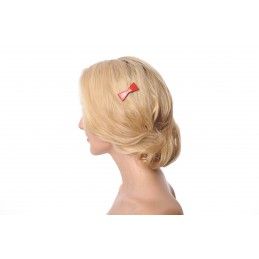 Small size bow shape Hair clip in Marlboro red and black Kosmart - 4