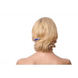 Small size rectangular shape Hair clip in Blue and white Kosmart - 5