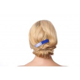 Medium size rectangular shape Hair barrette in Blue and white Kosmart - 4