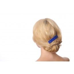 Medium size rectangular shape Hair barrette in Blue and white Kosmart - 5