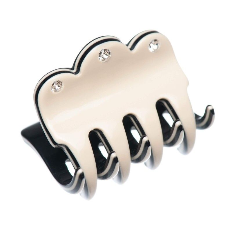 Very small size regular shape Hair jaw clip in Ivory and black Kosmart - 1
